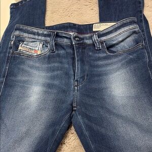 Diesel Blue Skinny Jeans with Vintage Fading